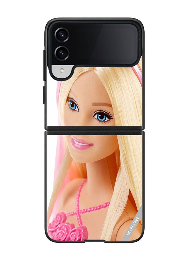 VR CREATIVE Protective Case Cover For Samsung Galaxy Z Flip4 Barbie With Hair Design Multicolour - Image 1