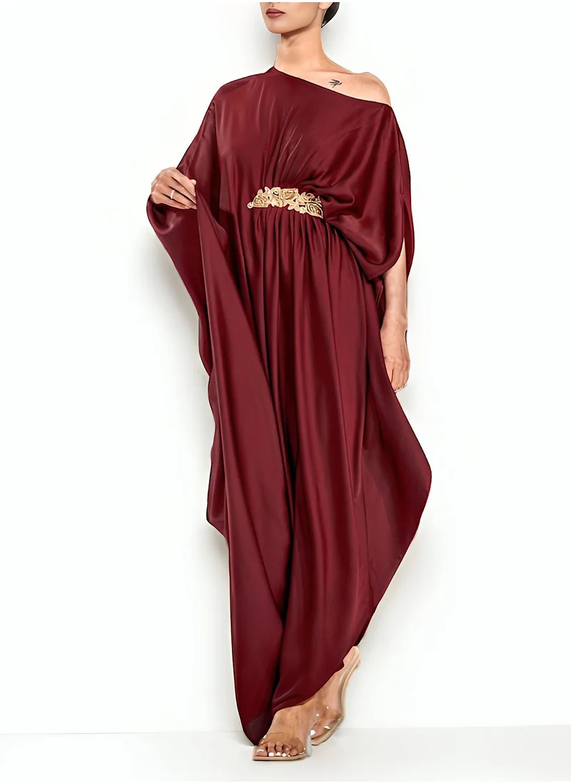 ECSTACY Embellished Pleated Maxi Dress