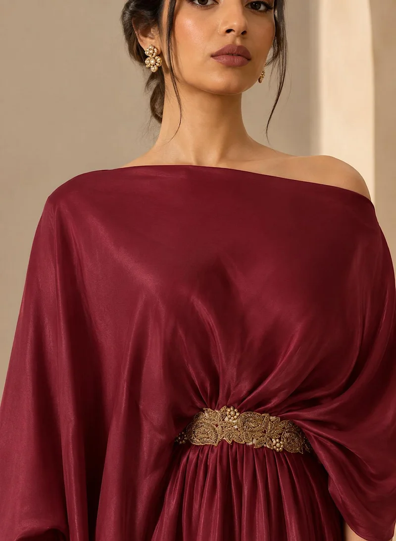 Ecstacy  Embellished Pleated Maxi Dress for Women | Best Price UAE