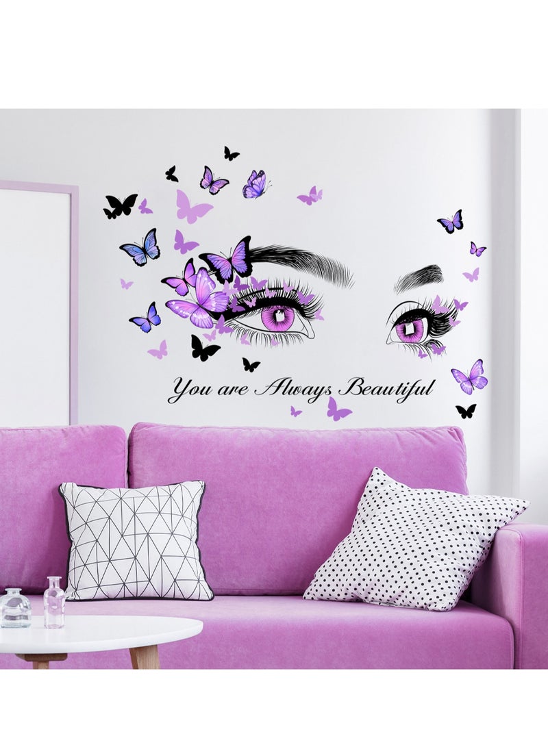 English Slogan Eye Butterfly Background Wall Living Room Decoration Wall Self-Adhesive Wall Sticker - Image 2