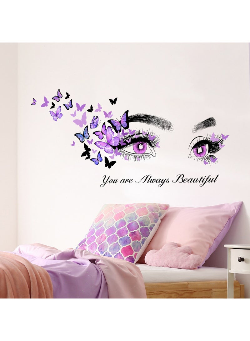 English Slogan Eye Butterfly Background Wall Living Room Decoration Wall Self-Adhesive Wall Sticker - Image 3