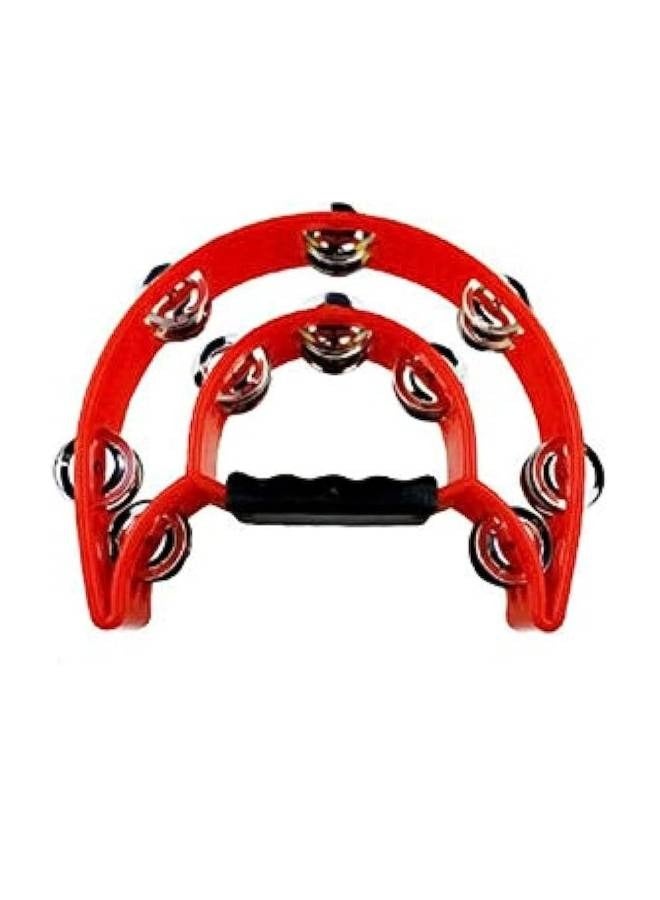 Generic Half Moon Double Bell Tambourine - Red 