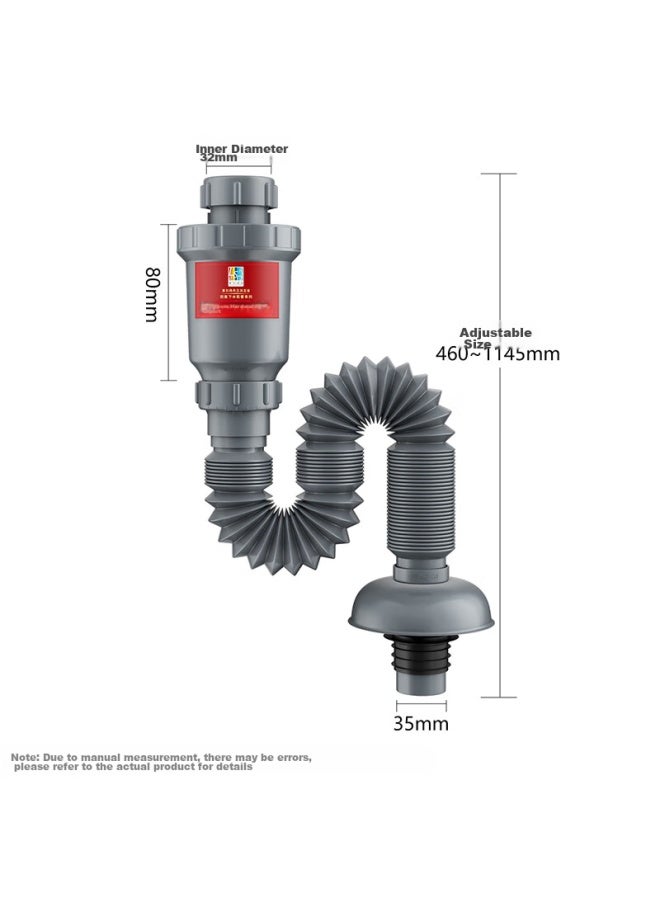 LARSD Laiersidan Basin Drain Pipe, Washbasin Odor-proof Drain, Wall-mounted Extendable Drainage Pipe, Extended Drainage Flexible Hose, Ld336 - Image 3