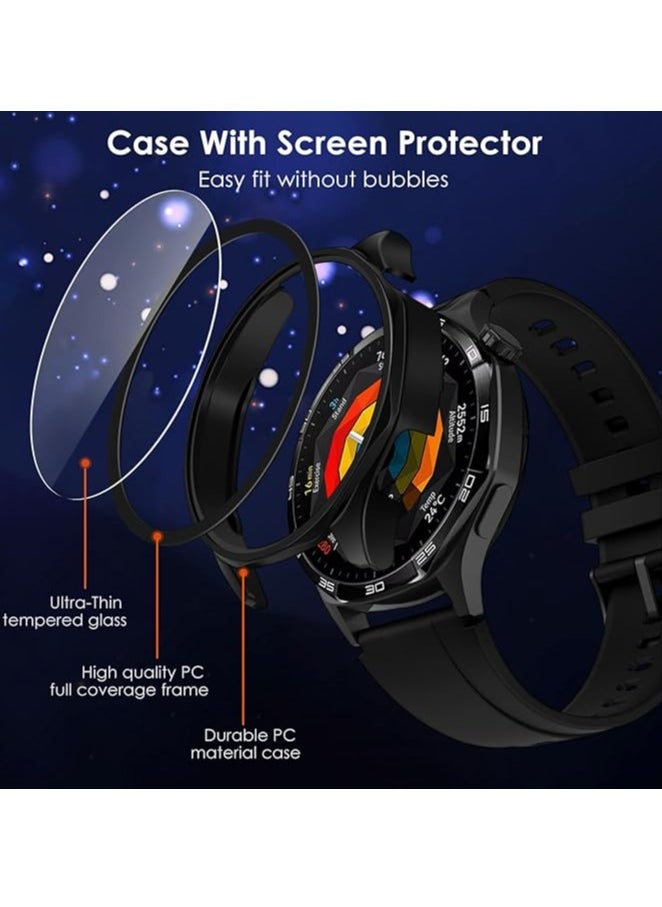 Protective Case with Screen Protector for Huawei Watch GT4 46mm, Full Coverage Hard Polycarbonate Protective Case - Black