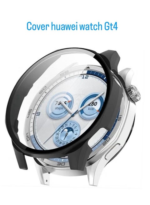 Protective Case with Screen Protector for Huawei Watch GT4 46mm, Full Coverage Hard Polycarbonate Protective Case - Black