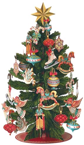 Freshcut Paper Pop Up Cards, Christmas Tree, 15 Inch Life Sized 3D Popup Greeting Card, Christmas Cards, Holiday Card, Thank You Gifts, Blank Notecard & Envelope - Image 1