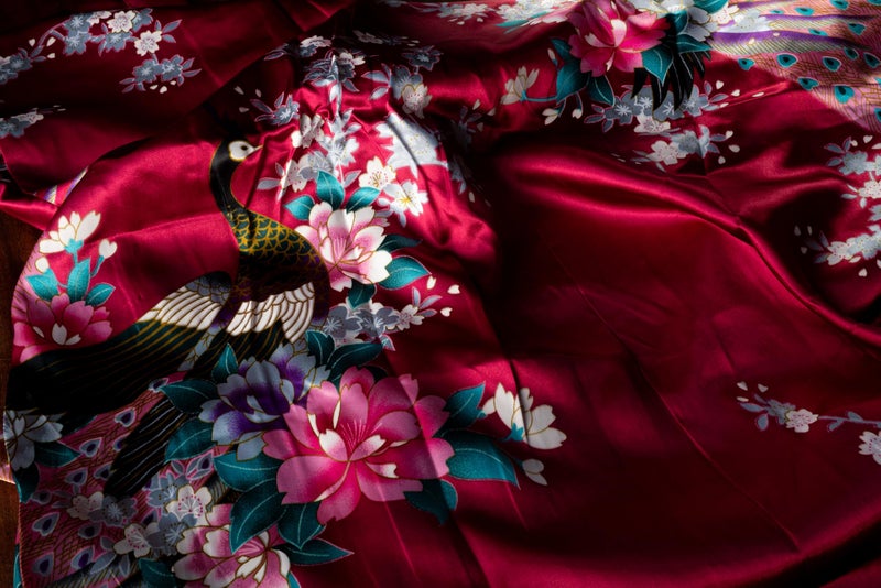 CCcollections Kimono Robe Long 16 Colors Premium Peacock Bridesmaid Bridal Shower Womens Gift (Burgundy Red) - Image 2