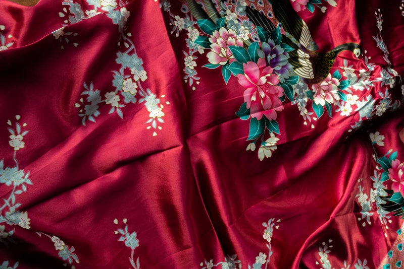 CCcollections Kimono Robe Long 16 Colors Premium Peacock Bridesmaid Bridal Shower Womens Gift (Burgundy Red) - Image 5