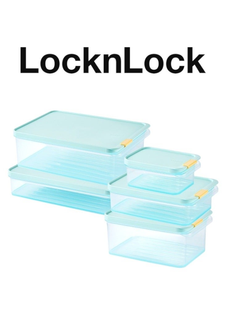 LocknLock مجموعة حاويات لوكن لوك المناسبة للفريزر - 5 قطع (450 مل إلى 3.5 لتر) - خالية من BPA، قابلة للتكديس، آمنة للاستخدام في الميكروويف وغسالة الصحون - Image 1