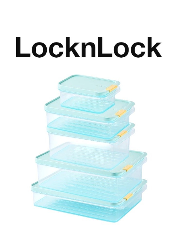 LocknLock مجموعة حاويات لوكن لوك المناسبة للفريزر - 5 قطع (450 مل إلى 3.5 لتر) - خالية من BPA، قابلة للتكديس، آمنة للاستخدام في الميكروويف وغسالة الصحون - Image 2