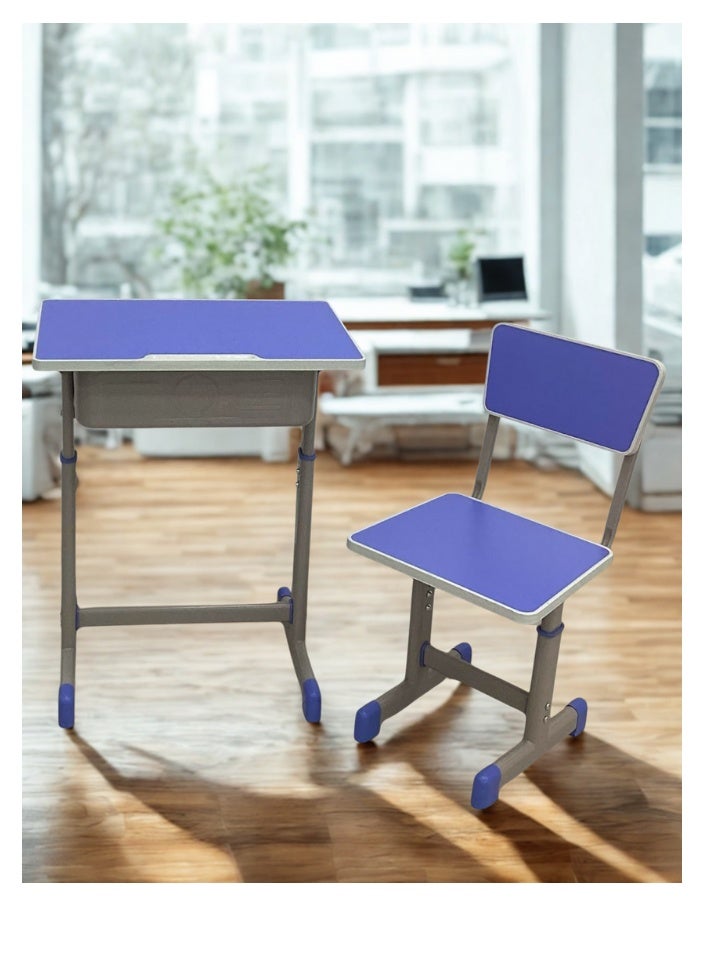 SMART HOME Kids Study Desk Table + Chair Set | Study Table and Chair Set with Fiber Surface and Iron Legs | Table Size 60x40x80cm and Chair Size 30x34x50cm | Adjustable Home Study Set - Image 1