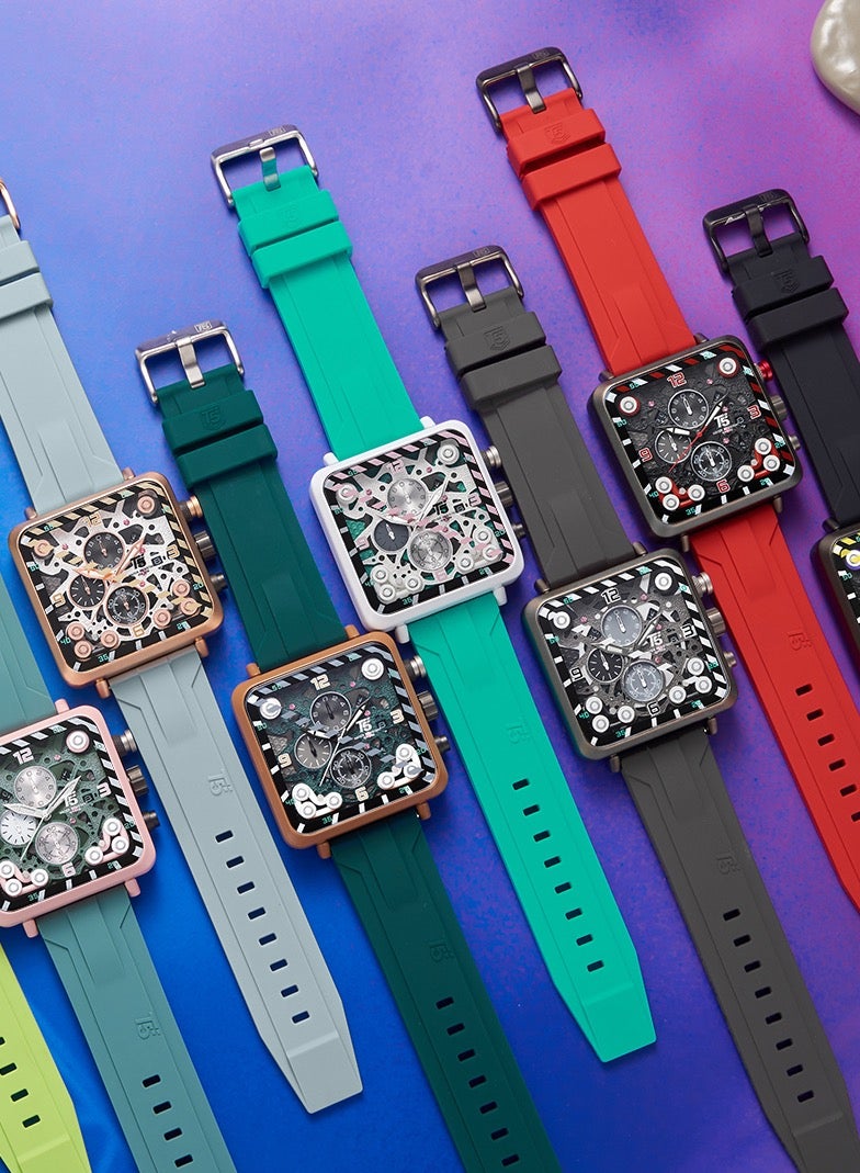 T5 Men's Chronograph Square Dial Silicone Strap Watch - Image 5