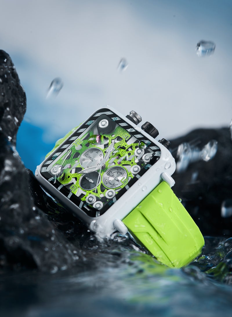 T5 Men's Chronograph Square Dial Silicone Strap Watch - Image 3