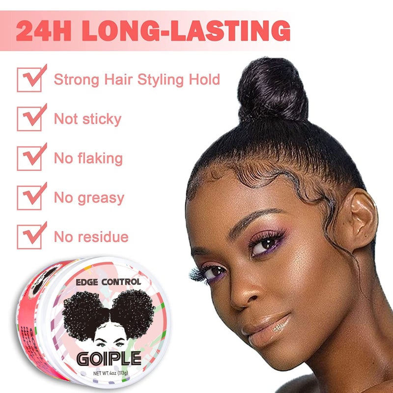 Goiple Edge Control Wax for Women Strong Hold Non-greasy Edge Control Smoother Edge Wax, Edge Wax Styling Gel Edge Control for Black Hair No Flaking, White Residue, Shine and Smooth (edge control-6pcs) - Image 3