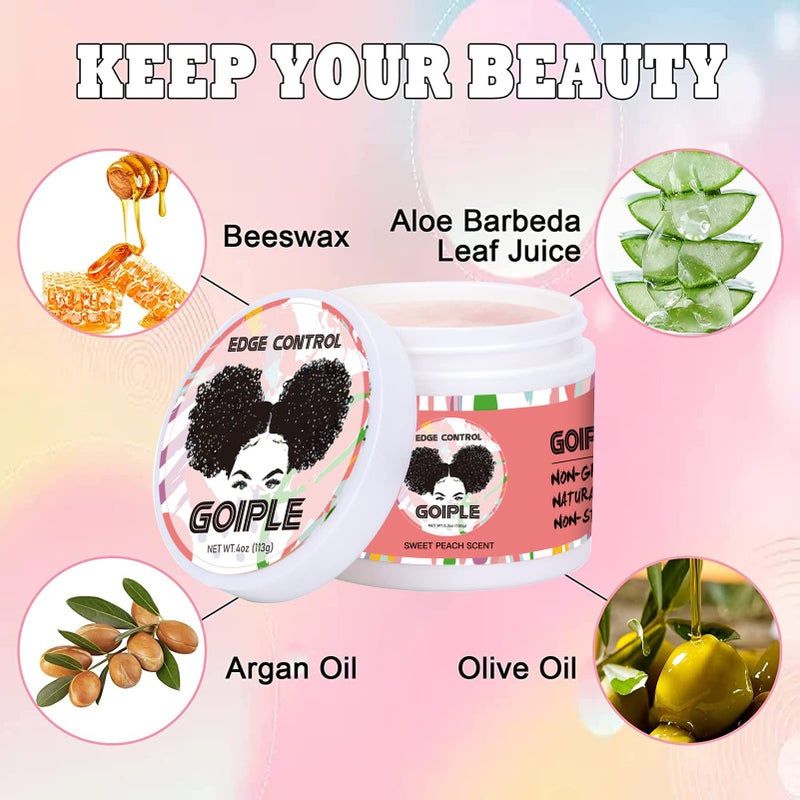 Goiple Edge Control Wax for Women Strong Hold Non-greasy Edge Control Smoother Edge Wax, Edge Wax Styling Gel Edge Control for Black Hair No Flaking, White Residue, Shine and Smooth (edge control-6pcs) - Image 2