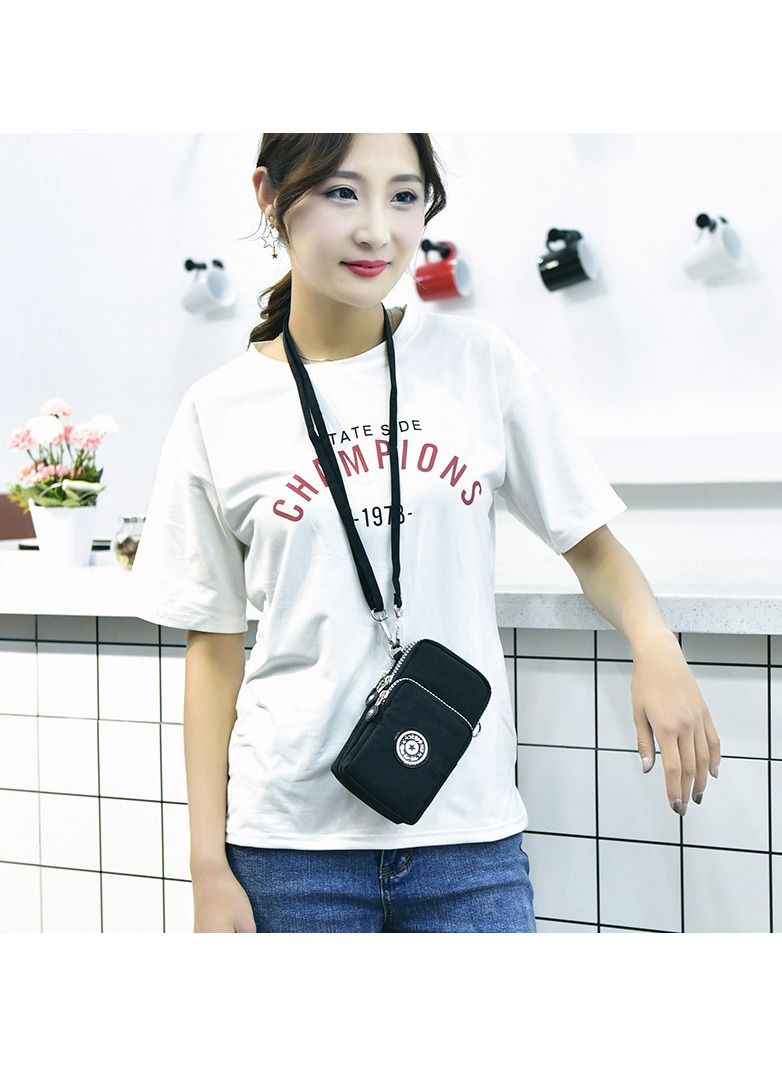 الهاتف الخليوي محفظة صغيرة Crossbody حقيبة الهاتف الذكي المحفظة حامل الهاتف الأسود  - Image 4