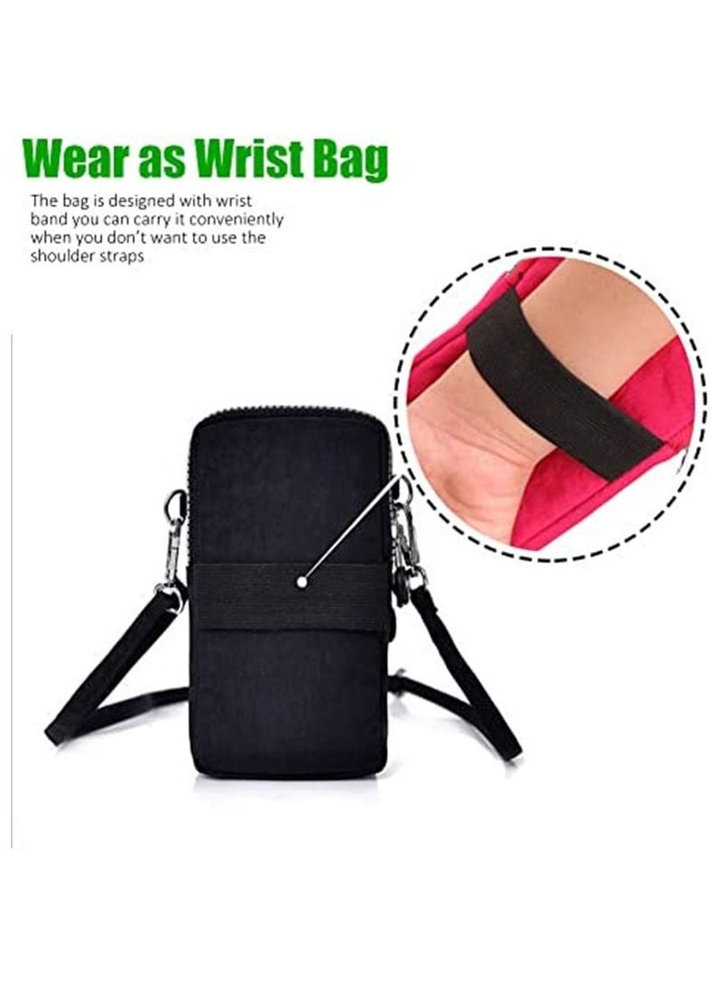 الهاتف الخليوي محفظة صغيرة Crossbody حقيبة الهاتف الذكي المحفظة حامل الهاتف الأسود  - Image 3