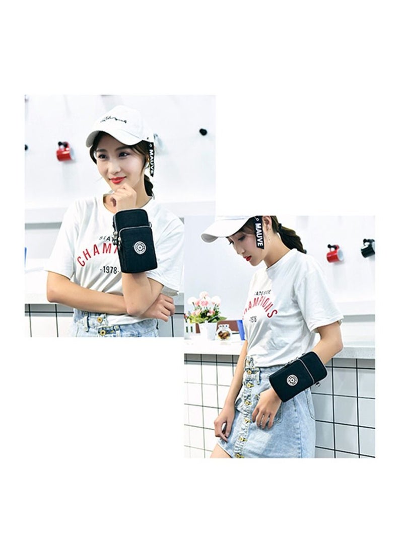 الهاتف الخليوي محفظة صغيرة Crossbody حقيبة الهاتف الذكي المحفظة حامل الهاتف الأسود  - Image 5