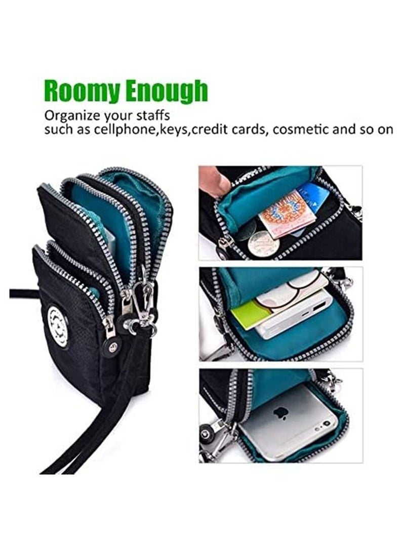 الهاتف الخليوي محفظة صغيرة Crossbody حقيبة الهاتف الذكي المحفظة حامل الهاتف الأسود  - Image 2