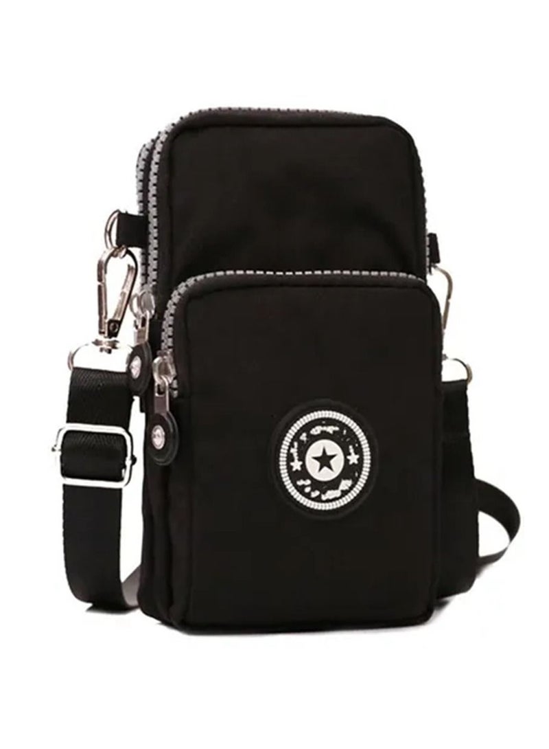 الهاتف الخليوي محفظة صغيرة Crossbody حقيبة الهاتف الذكي المحفظة حامل الهاتف الأسود  - Image 1