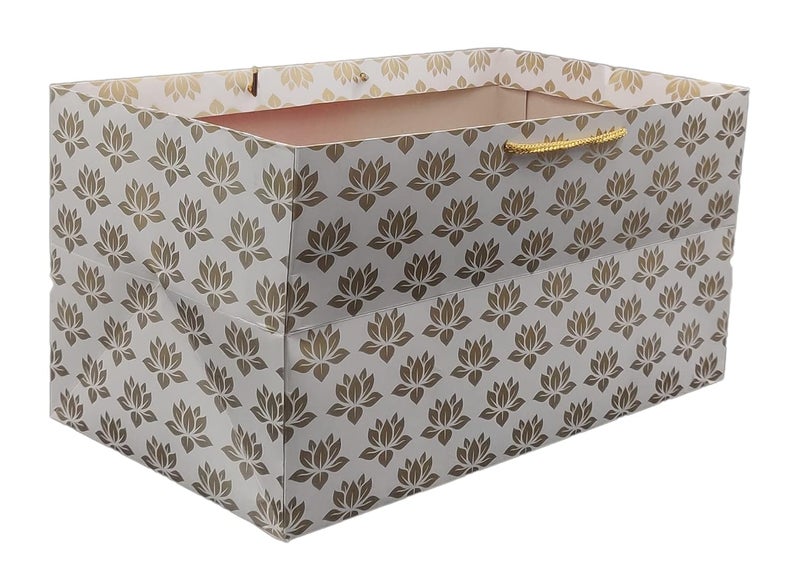 Arrow Paper Products Arrow Paper Products Rectangular Golden Lotus Printed Paper Gift Bags for Baby Shower Return Gift Small Presents Weddings Birthday Holiday Presents Pack of 20 3429 x 1905 x 1778 Cm 
