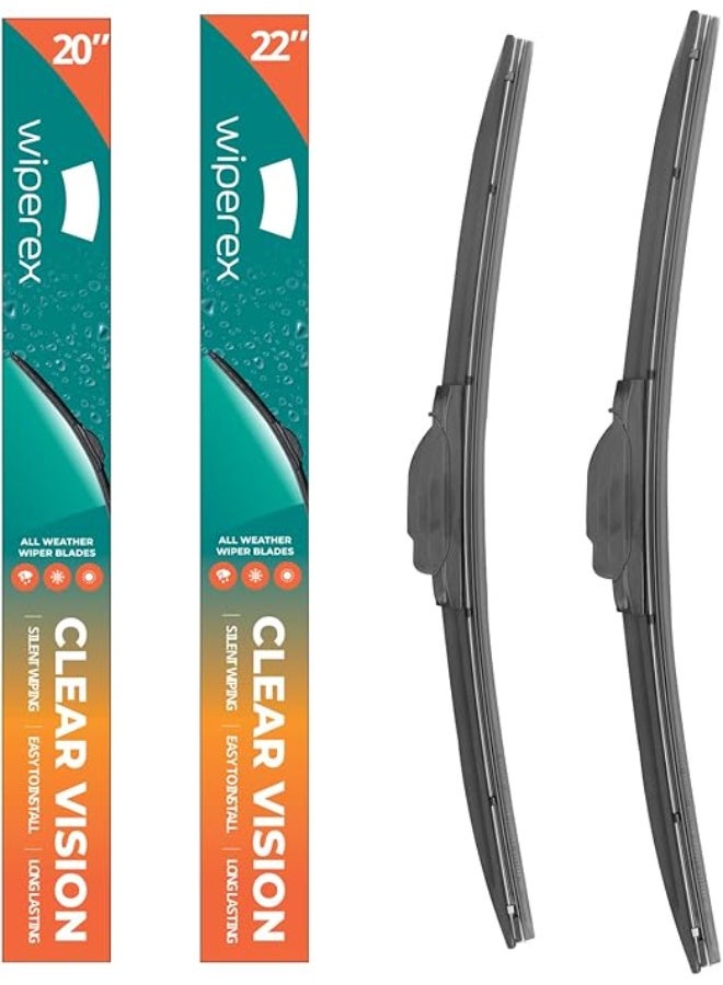 ويبيركس WiperEX 22" + 20" Wiper Blades – Silent, Streak-Free, Anti-Lift, Durable Natural Rubber Pair (Pack of 2) - Image 1