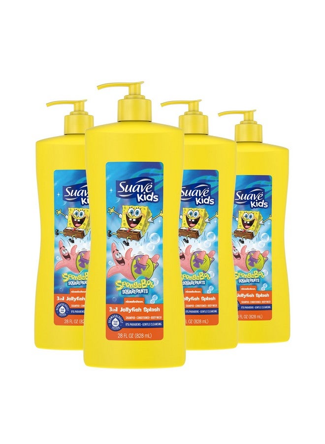 سواف مجموعة 3 في 1 من سبونج بوب من سواف كيدز، خالية من الدموع، غسول للجسم، شامبو وبلسم، تم اختبارها من قبل أطباء الجلدية، عبوة من 4 قطع، 28 أونصة - Image 1