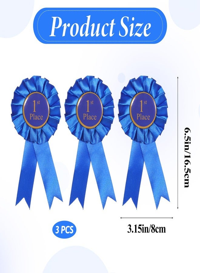 Psyqtsuary 9 Pcs Blue Award Ribbon, 1st Place Rosette Ribbons Grand Prize Ribbon Winner Victory Ribbons, First Place Participation Medal Deluxe Recognition-Ribbon for Classroom Winner Certificate Prize C - Image 2
