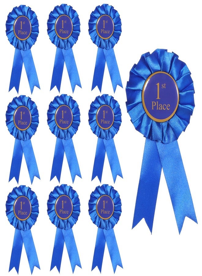 Psyqtsuary 9 Pcs Blue Award Ribbon, 1st Place Rosette Ribbons Grand Prize Ribbon Winner Victory Ribbons, First Place Participation Medal Deluxe Recognition-Ribbon for Classroom Winner Certificate Prize C - Image 1
