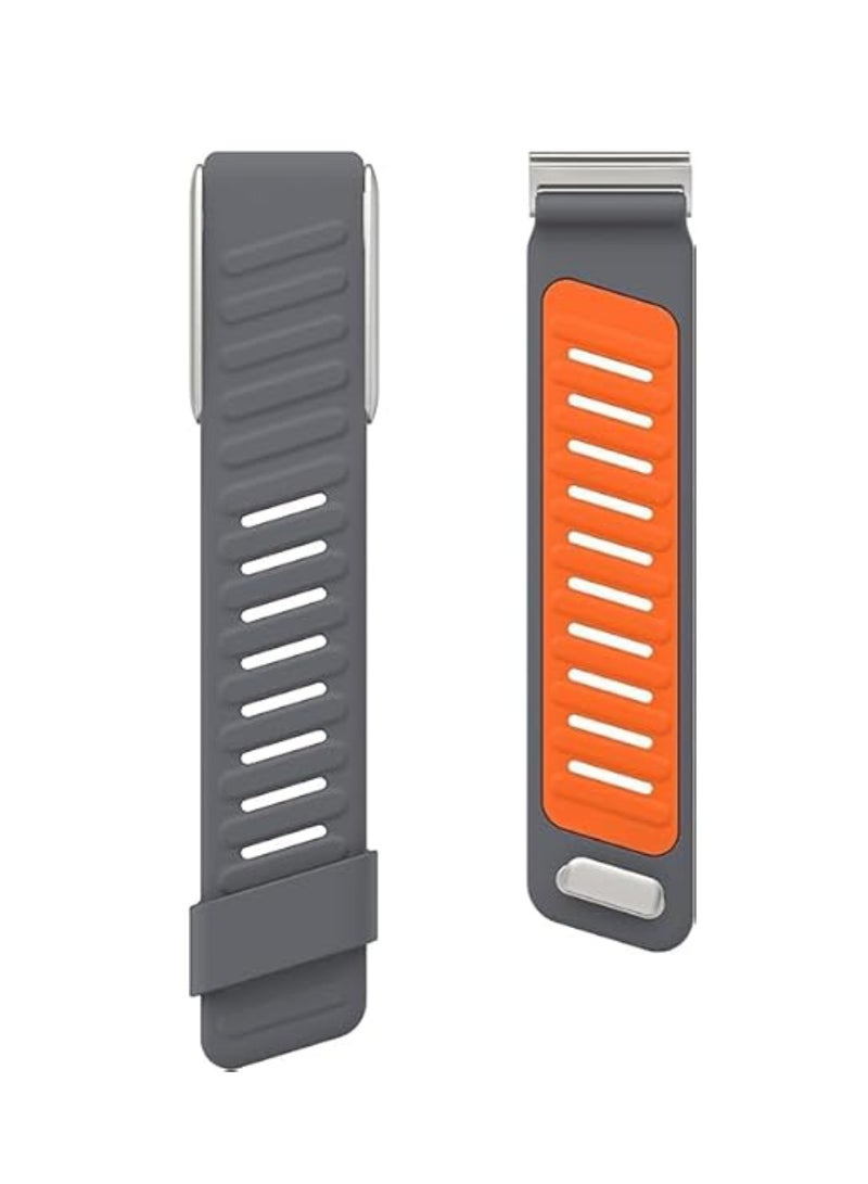 اووكاي سوار معصم سيليكون مريح قوي متوافق مع سوار WHOOP MG، سوار بديل رياضي متين وناعم من السيليكون قابل للتعديل ومقاوم للماء للرجال والنساء مع موصل إطار معدني (رمادي غامق وبرتقالي) - Image 4