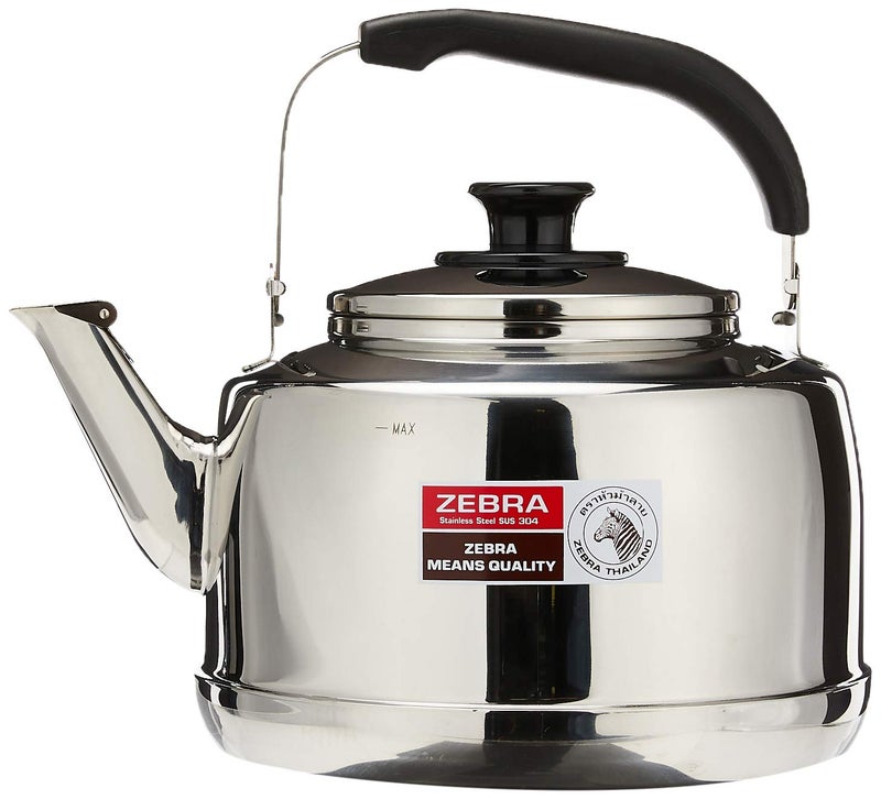 Extra Large Size 75 Liter Zebra Polished Mirror Finish Stainless Steel Whistling Canister Stovetop Teakettle Tea Kettle Teapot Gas Electric Induction Compatible