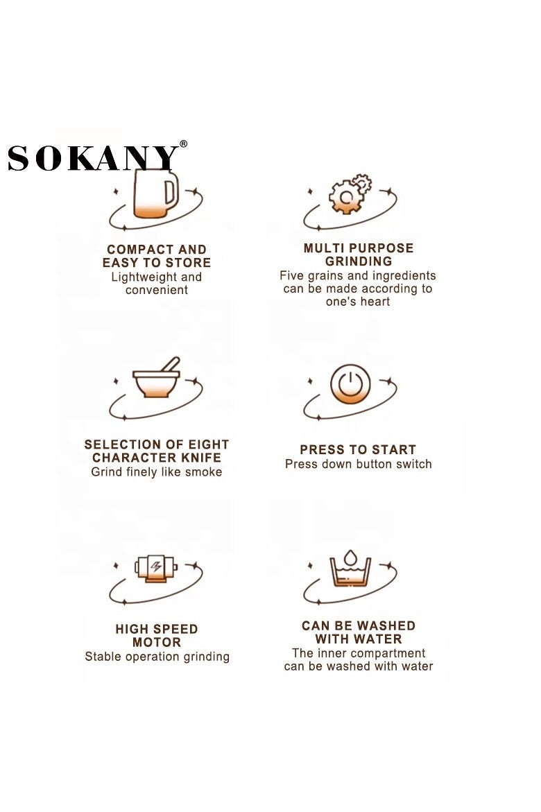 Sokany Stainless Steel Spice Grinder 950W 150g Made of stainless steel, rust and scratch resistant, powerful stainless steel grinding motor - SK-01016 - Image 4