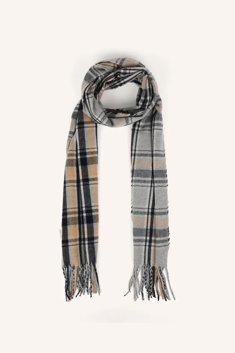 Man Plaid Woven Scarf