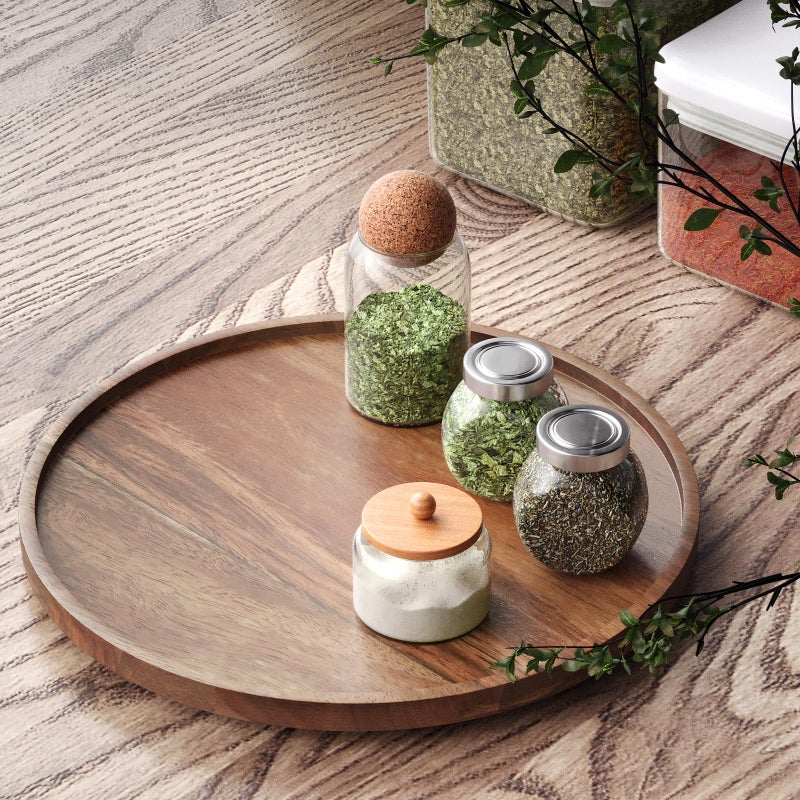 VERTORGAN Lazy Susan Organizer for Kitchen,Acacia Wood Turntable for Cabinet, Pantry, Table, Countertop, Vanity, Spice Rackï¼ˆLargeï¼‰ - Image 2