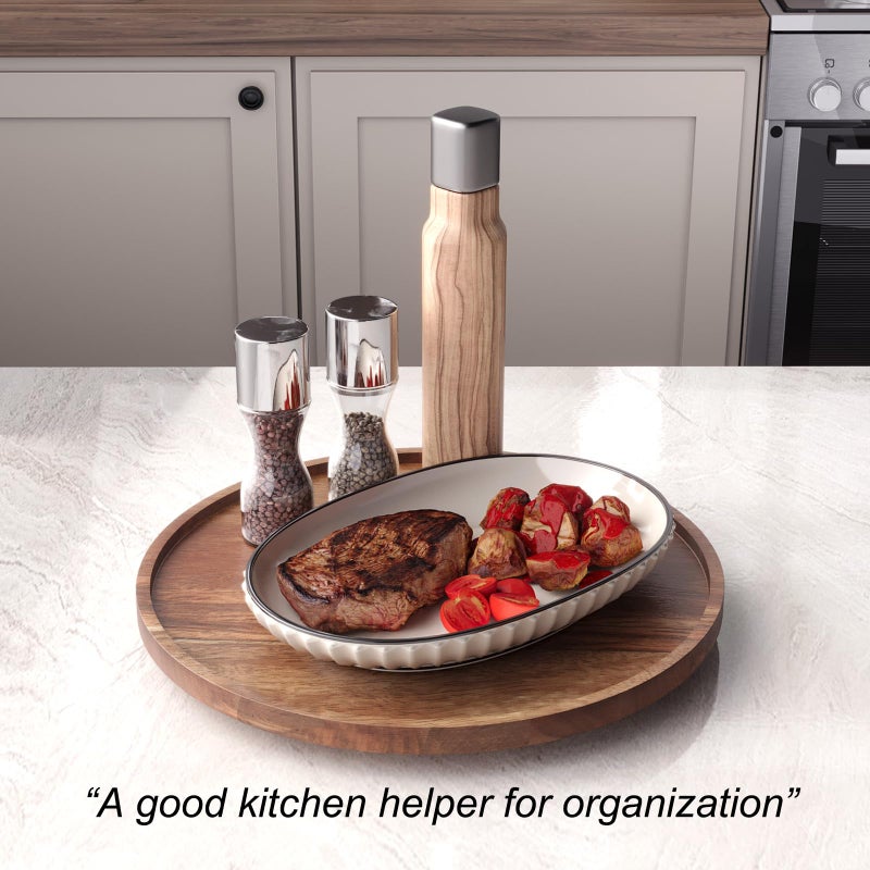 VERTORGAN Lazy Susan Organizer for Kitchen,Acacia Wood Turntable for Cabinet, Pantry, Table, Countertop, Vanity, Spice Rackï¼ˆLargeï¼‰ - Image 4