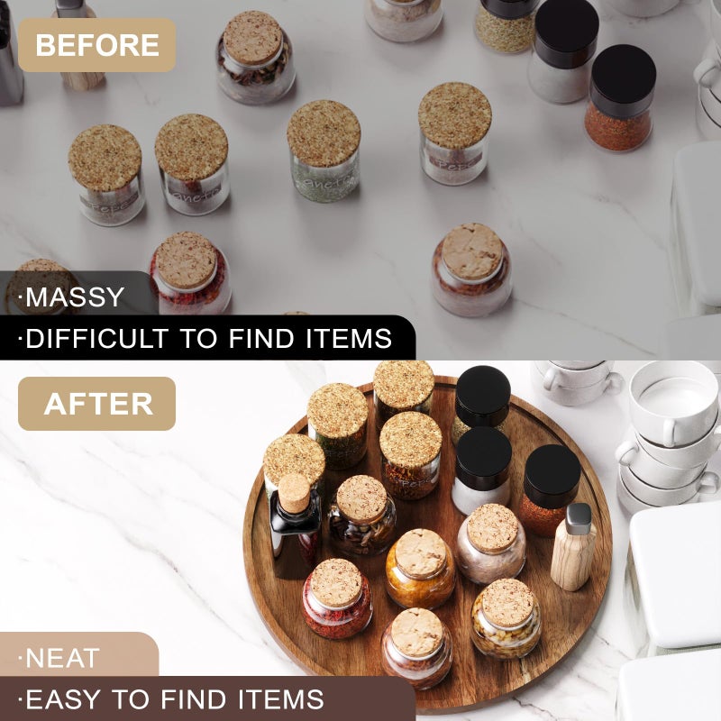 VERTORGAN Lazy Susan Organizer for Kitchen,Acacia Wood Turntable for Cabinet, Pantry, Table, Countertop, Vanity, Spice Rackï¼ˆLargeï¼‰ - Image 5