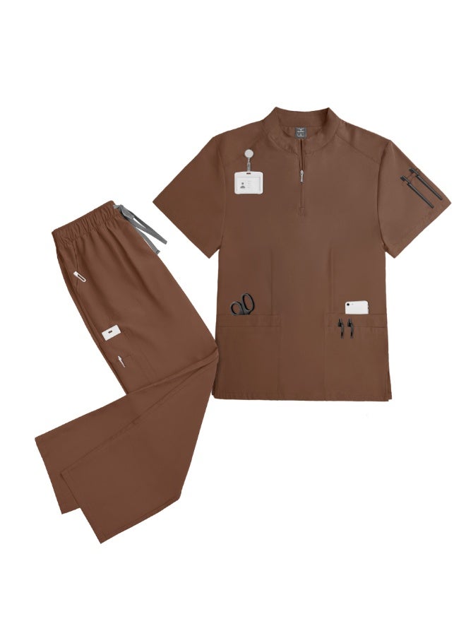 NIBEMINENT Short Sleeve Shirt Doctor Uniform Surgical Gown Women's Beauty Surgery Room Hand Scrub Suit Elastic Quick-Dry Unisex - Image 1