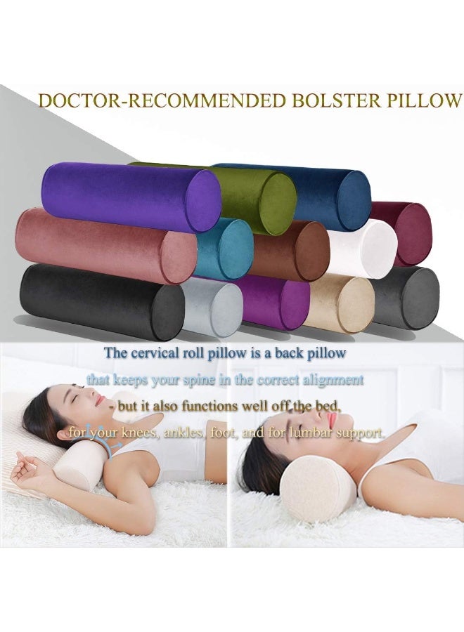 Tinbolunce Memory Foam Roll Pillow for KneeLegNeck Full Moon BolsterRound Cylinder Pillow for Sleeping on Side or Back Removable Cooling Cover Length 18 x 6 Diameter Navy Blue - Image 2