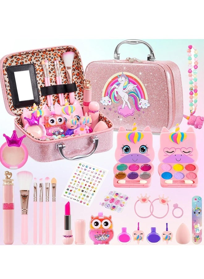 Kids Makeup Kit for Girl, 23PCS Washable Real Make Up Set for Girls with Portable Makeup Box, Safe & Non-Toxic Kids Make Up Toys for Girls Aged 4 5 6 7+ Year Old
