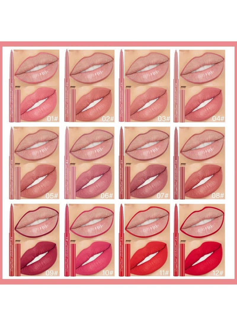 Dragon Ranee 12 Colors Matte Lip Liner/Lipstick Set,One Step Lips Makeup Kit,Velvet Nude Collection Waterproof Long Wear Lip Gloss, Lip Liner for Women To Create The Perfect Matte Lip Look!  - Image 2