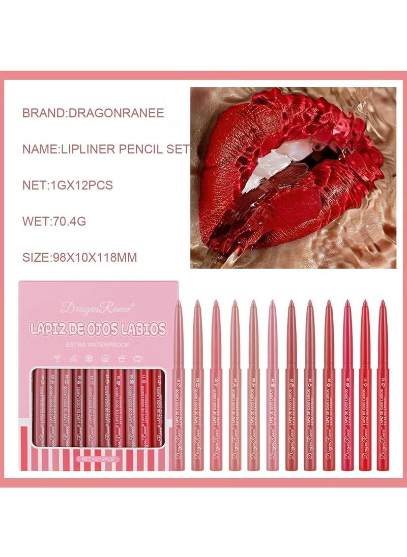 Dragon Ranee 12 Colors Matte Lip Liner/Lipstick Set,One Step Lips Makeup Kit,Velvet Nude Collection Waterproof Long Wear Lip Gloss, Lip Liner for Women To Create The Perfect Matte Lip Look!  - Image 3
