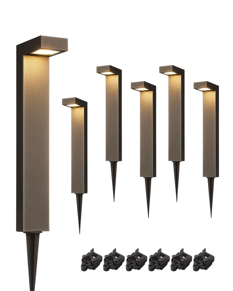 EDISHINE Low Voltage Landscape Lighting, 3.2W 3000K 50,000Hrs Electric LED Pathway Lights Wired, 12V Waterproof Outdoor Landscape Path Lights, Modern Aluminum Housing for Driveway Garden, 6Pack - Image 1