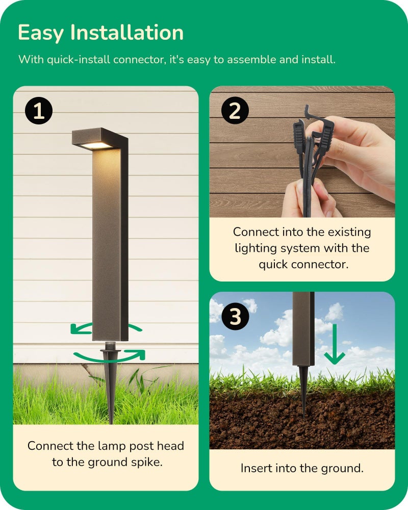 EDISHINE Low Voltage Landscape Lighting, 3.2W 3000K 50,000Hrs Electric LED Pathway Lights Wired, 12V Waterproof Outdoor Landscape Path Lights, Modern Aluminum Housing for Driveway Garden, 6Pack - Image 5