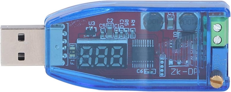 وحدة منظم USB قابل للتعديل DC-DC، محول تعزيز من 5 فولت إلى 3.3 فولت 9 فولت 12 فولت 24 فولت أزرق شفاف - تحكم دقيق بمقياس الجهد، شاشة LED ومتوافق مع الشواحن - Image 3