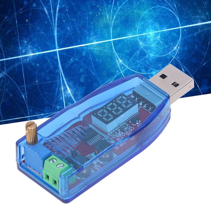 وحدة منظم USB قابل للتعديل DC-DC، محول تعزيز من 5 فولت إلى 3.3 فولت 9 فولت 12 فولت 24 فولت أزرق شفاف - تحكم دقيق بمقياس الجهد، شاشة LED ومتوافق مع الشواحن - Image 2