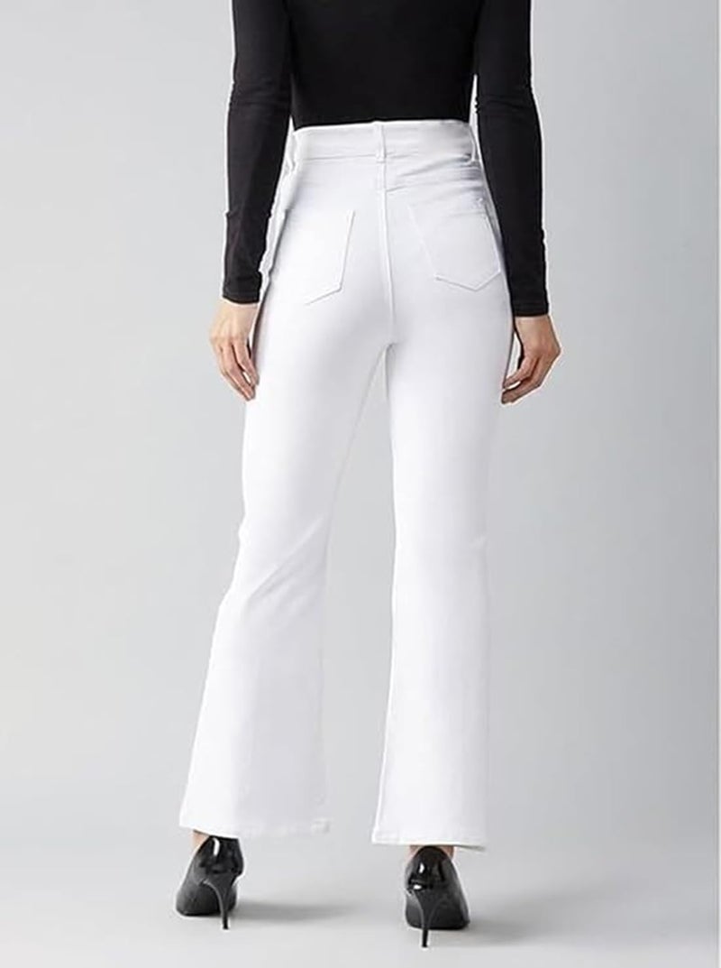 ADBUCKS Jeans Bell Bottom Jeans for Women White - Image 3