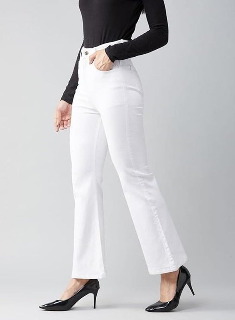 ADBUCKS Jeans Bell Bottom Jeans for Women White - Image 2