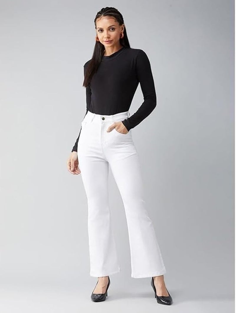 ADBUCKS Jeans Bell Bottom Jeans for Women White - Image 4
