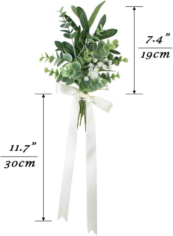 Rinlong 6Pcs Wedding Aisle Decor Church Bench Outdoor Wedding Chair Bench Pew Bows for Wedding Ceremony Artificial Eucalyptus Aisle Decorations - Image 3