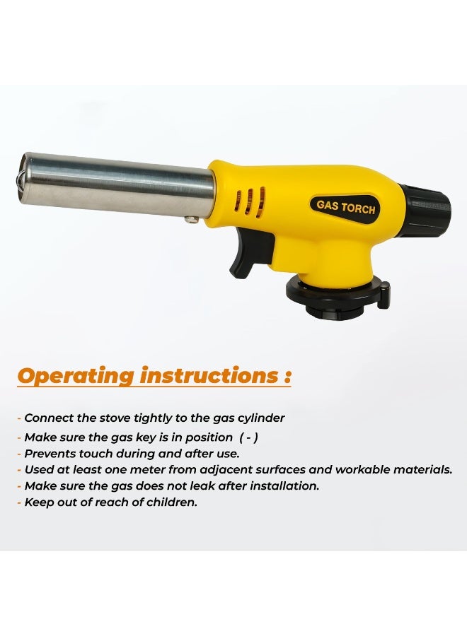 Safari Gas Torch Head with Igniter – 1300°C Flame, 16.5cm Butane Blow Torch for Cooking, BBQ, Searing, Welding, and Camping – Adjustable Flame, No Soot Emission, Easy Tank Connection – OGT-007 - Image 4